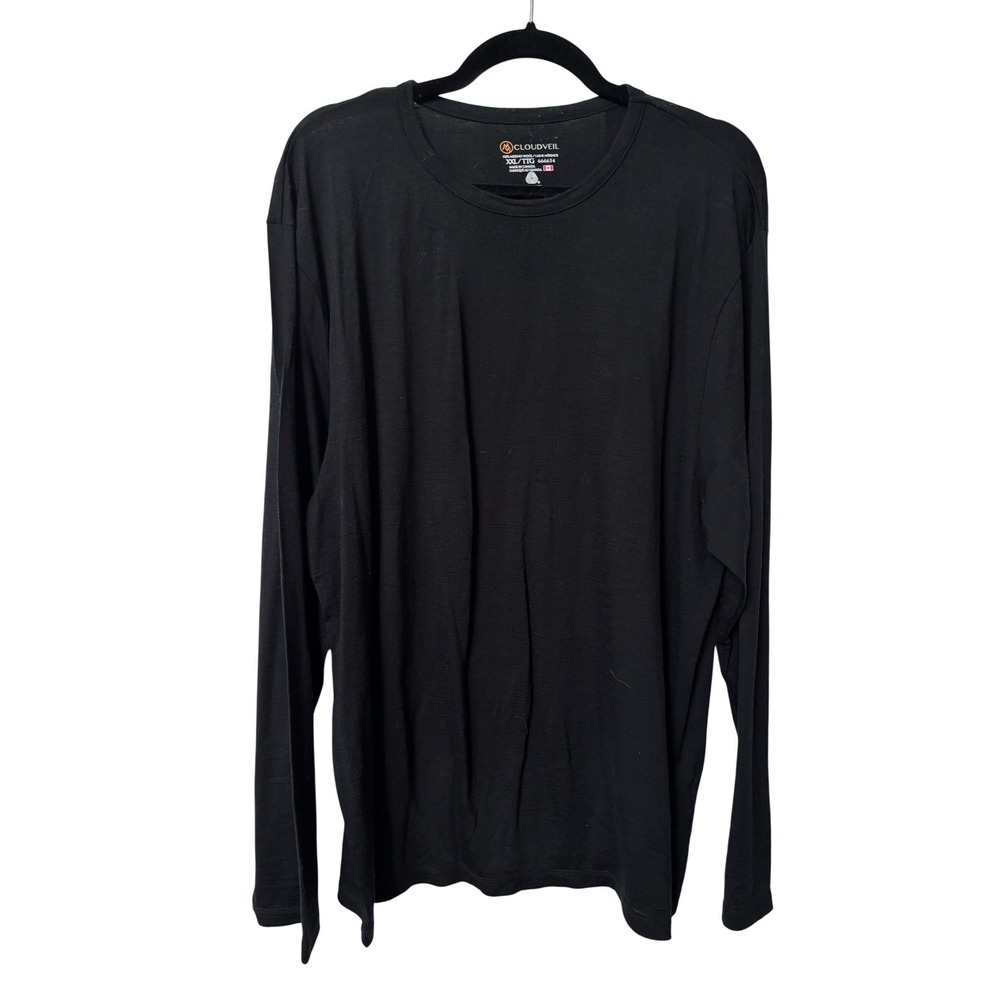 Cloudveil 100% Merino Wool Long Sleeve Base Layer Top Black XXL